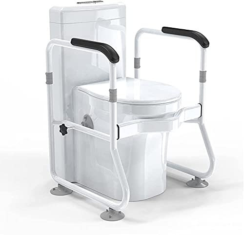 CRBUDY Robuster Duschstuhl mit Rückenlehne und Armlehnen, Toilettenbügel für ältere Menschen, verstellbare Toilettenstangen, Toiletten-Sicherheitsrahmen für behinderte Badezimmer, Toilett