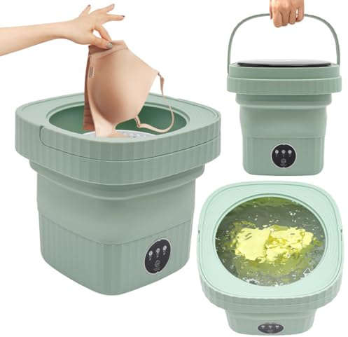 Lavatrice portatile da 6,5 litri, lavatrice completamente automatica, design pieghevole, pulizia profonda, centrifuga e asciugatura delicata per casa, dormitorio o (verde).