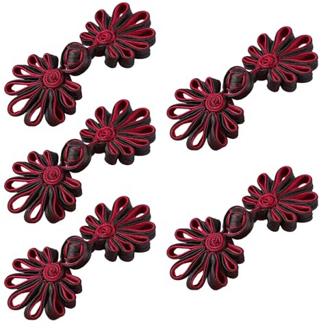Montesy Cheongsam-Knöpfe, chinesischer Verschluss, chinesische Knoten, Knopfverschluss, Nähknöpfe, Verschluss für Umhang, 5 Paar/Packung