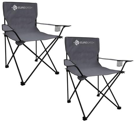EUROCATCH 2-teiliger Campingstuhl - Klappstuhl - Klappstuhl - Strandstuhl - Grau inkl. Tasche