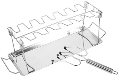 BCOATH 1 Satz Hühnerregal bratenschnur grillspieß BBQ grillkorb Grill pfannen tepaniakygrill Platte hähnchenbräter ständer Truthahnhebergabeln Bratregal Grillgabel Rostfreier Stahl Silver