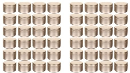 Rfeeuubft 48 Pcs Candle Jar Decorative Labels Empty Storage Tins Candle Tin Can Candlestick Holders Round Tin Containers, A
