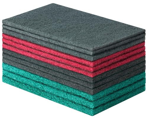Flintronic 12 Pcs Scouring Pad, Abrasive Pads, Scourer Scouring Pad Industrial for Grinding Polishing Metal, Wood, Kitchen, Stainless Steel