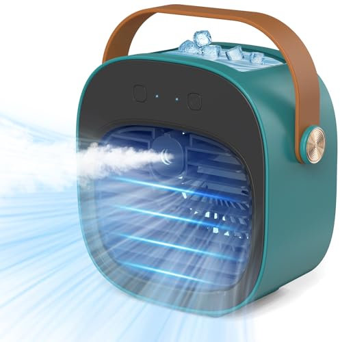 Aire acondicionado portátil de 5200 mAh recargable con 3 ajustes de velocidad, 5-10 horas de funcionamiento, ventilador de refrigeración de escritorio silencioso, enfriador de aire personal para el