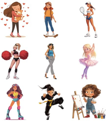 arricraft 9 fogli Hobby Decalcomanie Da Stirare Toppe, Adesivi Termoadesivi Girl'S Life con Lettere Dorate, toppa termoadesiva per tessuti per Decorazioni Fai Da Te per Vestiti, 5.12inch Lungo