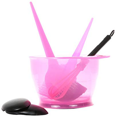 Beard Hair Colour Colouring Mixing Set Kit Tint Salon Tool Bowl Comb Brush Dyeing Hair Care Sofa Cleaner (Pink, One Size)