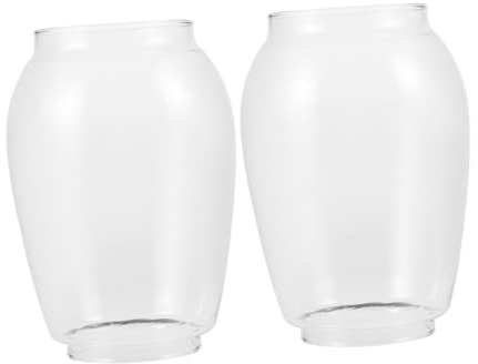 Mobestech 2pièces Lot de Abat-Jours Verre Transparent pour Lampe à Pétrole Remplacement Vintage pour Lampe à Huile Cheminée