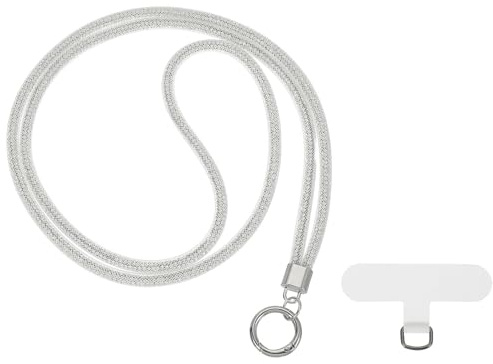 PATIKIL Phone Chain Crossbody Lanyard, 1Pcs Water Diamond Wrist Phone Bling Shoulder Strap with Tether Tab Universal Lanyard for Most Smartphones Bags Purses, White
