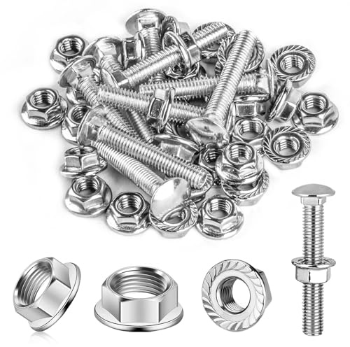 30 Pcs Boulons de Carrosserie avec écrou à Embase, M5 x 30mm Boulon a Tete Ronde Collet Carré en Acier Inoxydable DIN 6923 pour Construction, Machines Industrielles et Maison
