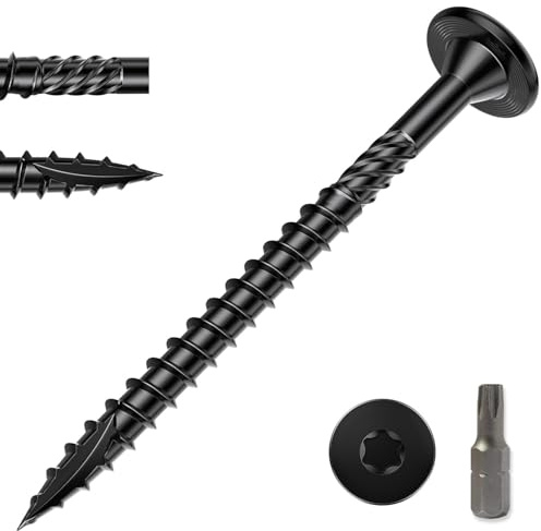 Wavanta 50Pcs Wood Screws 6.3 x 150mm, Star Drive Decking Screws, Flat Head Heavy Duty Construction Structural Screw, Black Rust Resistant Timber Screw, with T30 Torx Bit