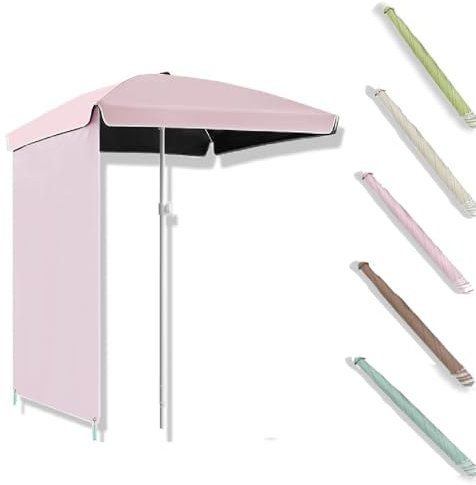 MACAGGTNTU Außenbereich Strandschirm Einstellbar Gartenschirm 160cm 200cm Marktschirm Mit Seitenwand Sonnenschirm Für Camping Terrasse Picknick(Pink,160cm/5ft)