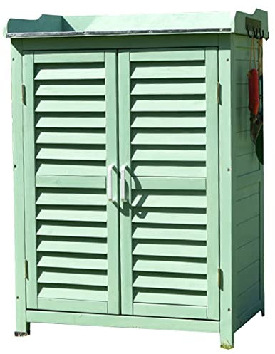 Potting Bench, Small Outdoor Storage Shed With Waterproof Roof, Wooden Garden Tool Storage Cabinet, Weatherproof Garden House For Backyard, Patio Furniture And Lawn (A)
