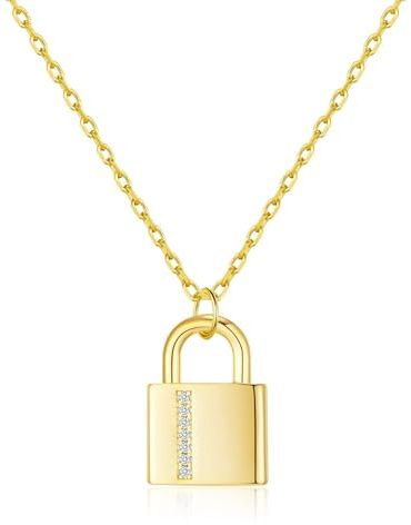 Philip Jones 18k Gold Plated Padlock Necklace Created with Zircondia® Crystals