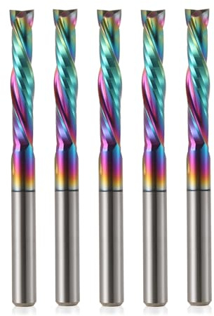 3.175mm Spiral Router Bits Up/Down Cut Compression Bit 1/8 Inch Shank, 2 Flute Carbide CNC Router Bit End Milling Bit with DLC Coating for Woodwork Cutting Carving Engraving(3.175X17mm,5PCS)