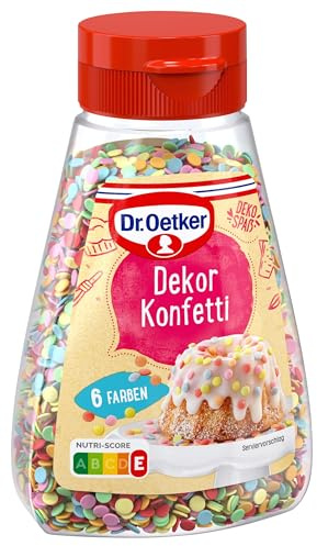 Dr. Oetker Dekor Konfetti 8er Pack, 8 x 100 g, kleine Streusel aus Zuckermasse, in 6 bunten Farben, Zuckerstreusel zum Verzieren von Torten, Kuchen, Desserts & Eis