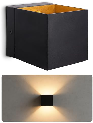 SSC-LUXon EPITA Wandleuchte schwarz-gold Up & Down G9 3W dimmbar warmweiß | Wandlampe schwarz-gold für Up-Down-Licht - dimmbar, warmweiß, für Wohnzimmer, Flur & Treppenhaus, inkl. G9 LED