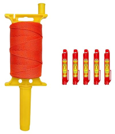 Cordon d'alignement en nylon fluorescent résistant avec niveaux à bulles intégrés et mécanisme de poignée de rétraction facile Ligne Mylon tressée