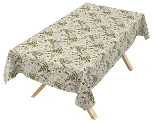 Nappe Lavable, Effet Lotus, Facile d'entretien, en Coton et Polyester, Anti-Taches, pour extérieur, Table de Jardin, Camomille, 100 x 140 cm