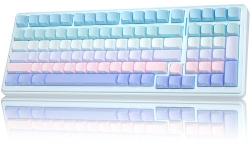 AULA F99 Mechanical Gaming Keyboard,BT5.0/2.4GHz/USB-C Hot Swappable Custom Keyboards with Five-Layer Padding,Side Print,Pre-lubed Switches,8000mAh,RGB Wireless Keyboard for PC/Tablet (Bluepurple)