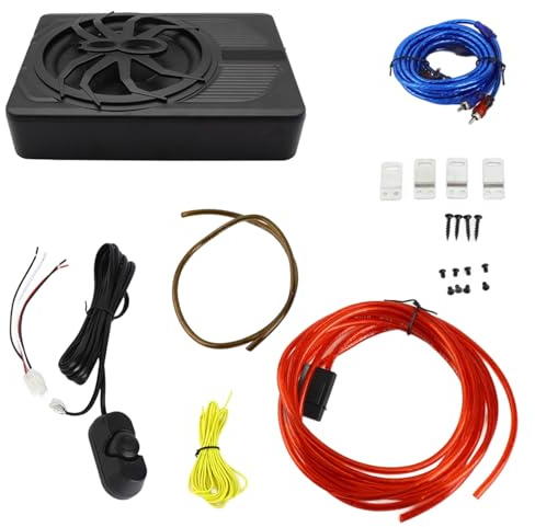Kelawoly Altavoz de Subgraves Activo de Alta Potencia, Amplificador Incorporado, Controlador de Volumen para Coche, Camión, SUV, RV, 10 Pulgadas, 800W, Debajo del Asiento