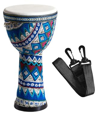 RASTKY 8 Afrikanische Handtrommel, PVC-Trommelkörper, Ziegenleder-Trommeloberfläche, Leichte Bongo-Trommel für Erwachsene, Glatter Perlenstoffbezug, Buntes Muster (Blumenmeer)