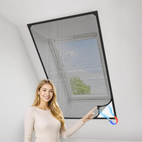 MLEJU Moustiquaire Fenetre Magnetique 130x150 cm Fibre de Verre | Cadre Magnétique Robuste, fixation stable, Taille Ajustable DIY, installation facile, moustiquaire aimantée fenetre pour toit