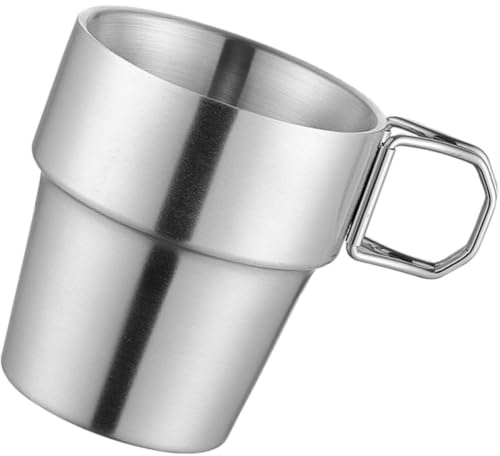 WRITWAA Tasse de Camping en Acier Inoxydable 300ml Anse Pliable et Design Créatif pour Activités de Plein Air et Voyages