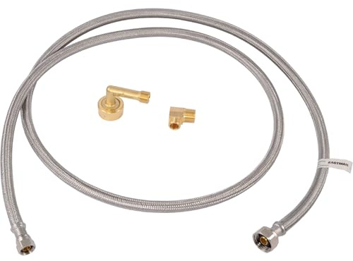 Eastman Dishwasher Installation Kit, 6 Foot Supply Line, 3/8 Inch Compression x 1/2 Inch FIP, 3/8 Inch MIP Elbow, Braided Stainless Steel Dishwasher Connectors, 41032