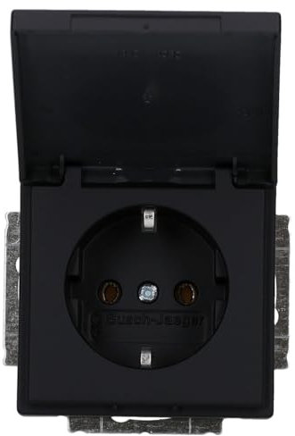 Busch-Jaeger 20 EUK-885 SCHUKO Steckdosen-Einsatz mit Klappdeckel Schwarz Matt Future linear 2CKA002018A1495