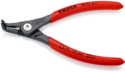 KNIPEX Präzisions-Sicherungsringzange für Außenringe, 49 21 A11 SB | auf SB-Karte, Ring-Ø 10-25 mm, Spitzen-Ø 1,3 mm, gewinkelt 90°, Sprengringzange, Seegeringzange