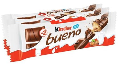 Kinder Bueno - Gaufrettes enrobées de chocolat au lait - lot de 3 paquets de 43 g