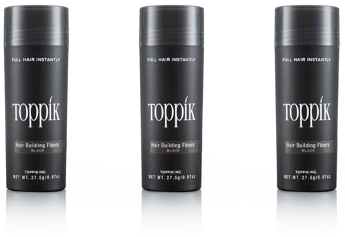 3 x TOPPIK 27,5 g. Haarverdichter Streuhaar Schütthaar Hair Fibers Microhairs, Farbton:Schwarz (Black)