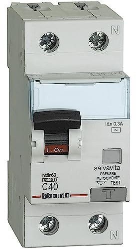 INTERRUTTORE DIFF. MAGNETOTERMICO 1P N 40A 6KA 300 MA BTICINO GN8814AC40