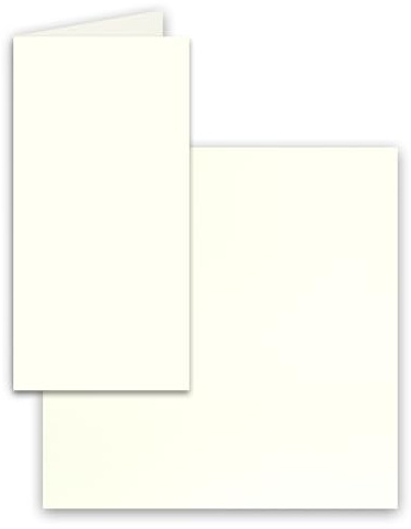 50x Falt-Karten DIN Lang - Naturweiss (Weiß) - 10,5 x 21 cm - Blanko Doppelkarten - Klappkarten für Einladungen und Grußkarten zu Weihnachten und Geburtstag