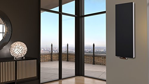 BADHEIZKÖRPER Design Mirror Steel 5 120x47cm 1458 W schwarz SZAGATO Handtuchwärmer Handtuchtrockner Handtuchhalter Paneelheizkörper vertikal Mittelanschluß Flachheizkörper Mittelanschluss