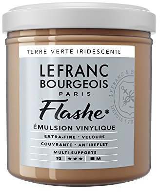 Lefranc Bourgeois Flashe, Extra-Fine Acrylic Vinyl Emulsion, Artists Quality, Green Earth Iridescent, 125ml Pot