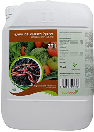 CULTIVERS Humus de vers Liquide Organique 20 L. Matière Organique Riche en Microorganismes. Régénérateur de Vie du Sol