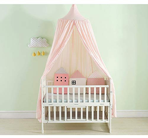 Nordic Stil Prinzessin Kinder Baby Bett Zimmer Baldachin Moskito Net Baumwolle Vorhang Bettwäsche Dome Zelt Mädchen Zimmer Dekor,pink
