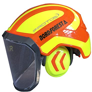 Pfanner Protos Integral Forest 0423 6390 Casque forestier avec protection de la tête Orange/jaune fluo