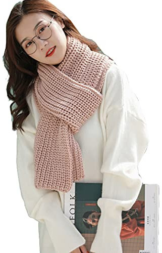 Kabelife Strickschal Damen Langer Winterschal Langschal Einfarbig Warmer Schal Long Scarf 20 * 190 CM (Pink)