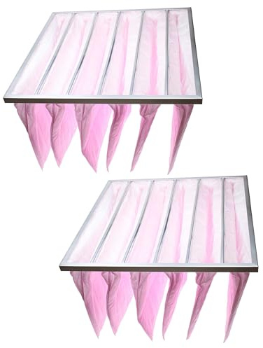 vhbw 2x Taschenfilter für Klima- und Lüftungsanlagen - Filter F7, 59,2 x 59,2 x 36 cm Rosa
