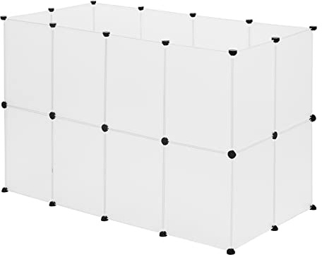 EUGAD Pet Playpen Rabbit Run 2-Floor, DIY Plastic Pet Fence Indoor with 24 Panels, Modular Playpen for Small Animals, Enclosure for Puppy,Rabbit,Kitten,Hamster,GuineaPig,Hedgehog 145x75x95CM
