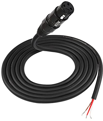 MEIRIYFA XLR Cable Microphone Cable 3pin XLR Pigtail Bare Wire Open End Gold Plated XLR Connector Speaker Cord Replacement Audio Cable for DJ/PA Amplifier Subwoofer-2M (XLR Female)
