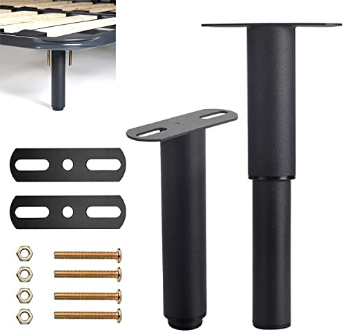 Lovesmile Bettfüße, 2 Stücke Möbelfuß Verstellbar, 18-34cm Möbelfüße Verstellbar, Füße für Möbel mit Schrauben, Schwarz Möbelfüße Höhenverstellbar Geeignet für Sofa Bett Nachttisch