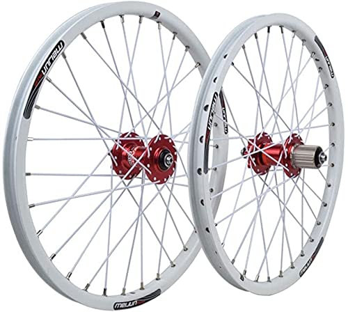 ZECHAO 20 Bicycle Radset Großes Faltenrad Rad Schnellabgabe Legierung Rand vorne 2 hinten 4 Palin 32h 8 9 10 Geschwindigkeit Wheelset (Color : White, Size : 20inch)