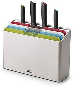 Joseph Joseph Folio Icon, 8-Piece Colour coded Knife and Chopping Board Set, Slimline case for organised Kitchen Storage - Large, Multicolour
