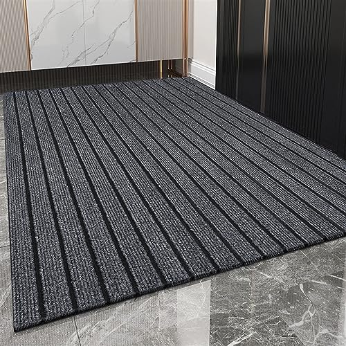 Heavyoff Felpudo de Entrada, Alfombra Exterior para Puerta, Antideslizante, Lavable para Atrapar Suciedad para Interior y Exterior Raya Gris, 60x90cm