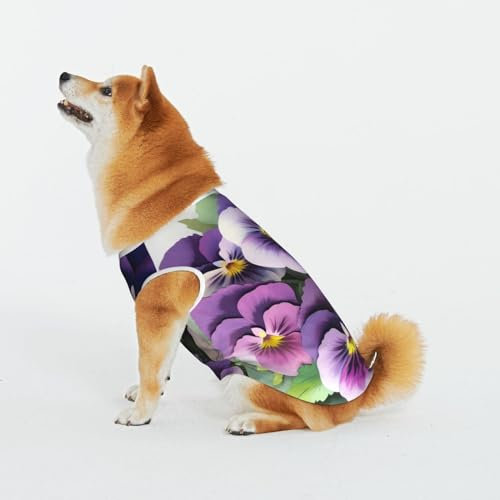 Stiefmütterchen Blume Haustier Katze Hund Shirt Baumwolle T-Shirt Haustier Weihnachten Pullover Weich Bequem Baumwolle Pyjama Haustier Katze Junge Hund Dress Up Kostüme