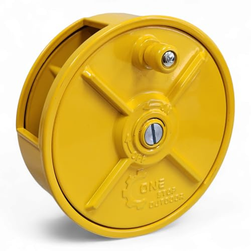 Enrouleur de fil de cravate en aluminium léger avec bouton de rembobinage – Pour gaucher et droitier – Roulette de support de bobine de fil, avec passants de ceinture et bouton (jaune)