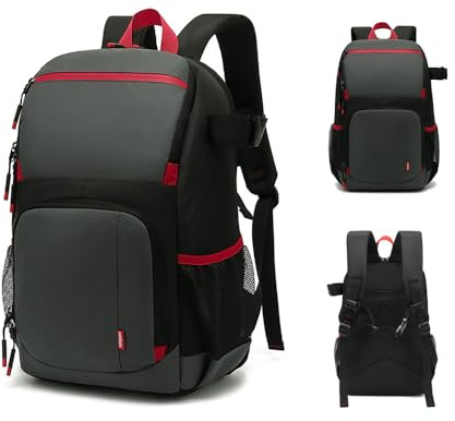 Andoer Camera Backpack Water-resistant Camera Bag Photography Backpack Large Capacity Camera Case with Tripod Holder 15.6 Inch Laptop Compartment for Women Men